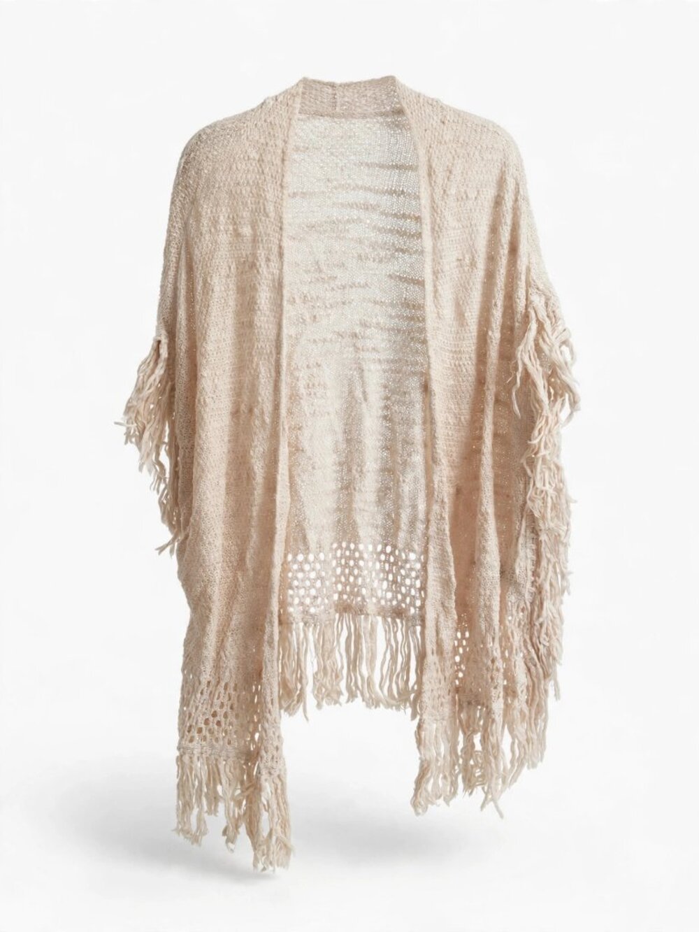 Torrid Cream Open-Knit Fringe Kimono Cardigan 1X